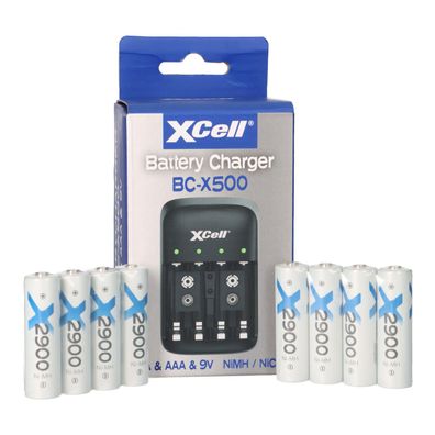 Ladegerät BC-X500 für NiMH Akkus + 8x AA (Mignon) 1,2V 2900mAh