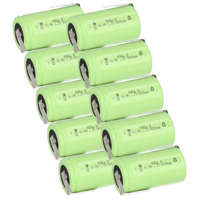 10x XCell Mono Akku Flattop Ni-MH 1,2V 9000mAh D mit Z- Lötfahne