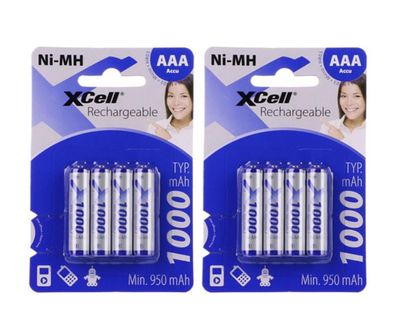 8x XCell Micro Akku Ni-MH 1,2V 1000mAh AAA im 4er Blister