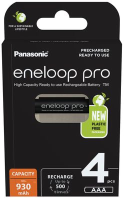 4x eneloop pro AAA Micro Akku BK-4HCDE/4BE Ni-MH 1,2V / 930mAh