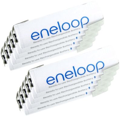 10er Pack Panasonic Eneloop AA Mignon Akku 1.2V 2000mAh mit Lötfahne Z-Form