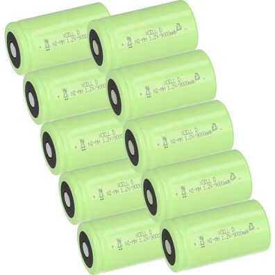 10x XCell Mono Akku Flattop Ni-MH 1,2V 9000mAh D