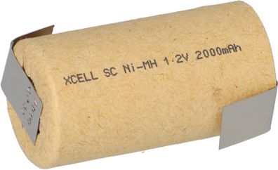 XCell Akku Sub-C 1,2V 2000mAh X2000SCR Ni-MH Pappmantel Hochstrom Z Lötfahne