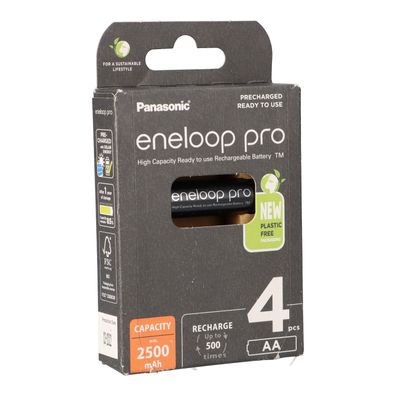 4x eneloop pro Mignon Akku BK-3HCDE/4BE Ni-MH 1,2V / 2500mAh