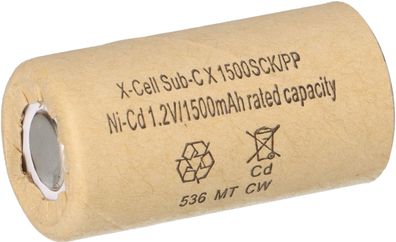 XCell Akku Sub-C 1,2V / 1500mAh 1500SCK Pappmantel