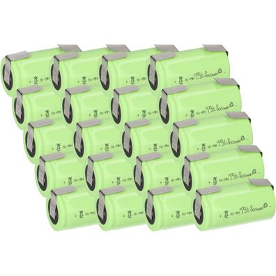 20x XCell Mono Akku Flattop Ni-MH 1,2V 9000mAh D mit U- Lötfahne