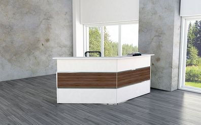 Kerkmann Design-Theke Theke Atlantis 2 Weiss-Nussbaum 1-seitig schräg rechts (B)24