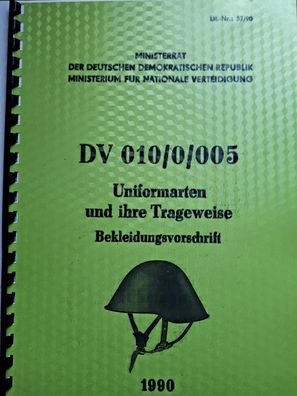 DDR NVA DV 010/0/005 Bekleidungsvorschrift Nachdruck