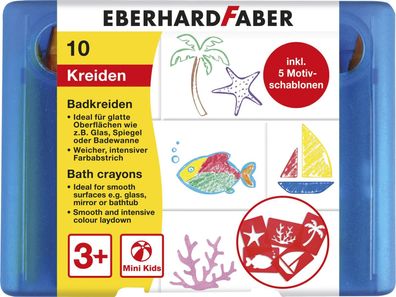 Eberhard Faber 524110 Wachsmalstift Badkreide - 10er Etui inkl. 5 Motivschablonen,