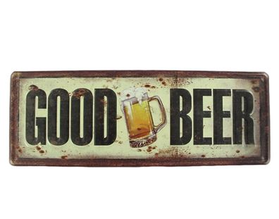 Blechschild, Reklameschild Good Beer, Kneipen Wandschild 13x36 cm