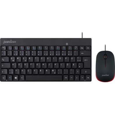 Perixx Periduo-212 DE, Mini Tastatur und Maus Set, USB-Kabel, schwarz