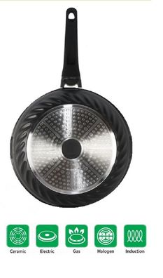 WOK Pfanne 28cm Induktion Deckel Anti Haft Bratpfanne Marmor Antihaft-Marmorbeschi