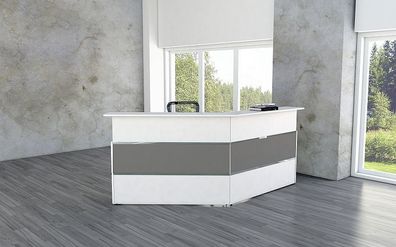 Kerkmann Design-Theke Theke Atlantis 2 Weiss-Graphit 1-seitig schräg rechts (B)241