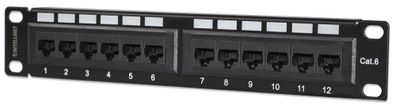 Intellinet 720748 Intellinet 10" Patchpanel 1HE 12-Port Cat6 UTP schwarz