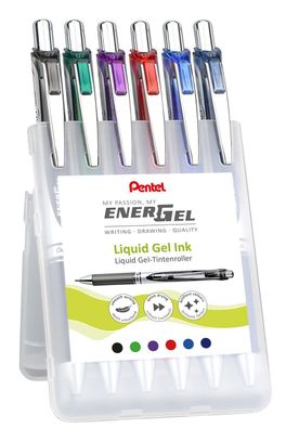 PENTEL BL77-6 Liquid Gel-Tintenroller EnerGel BL77 - 0,35 mm, 6 Stück sortiert