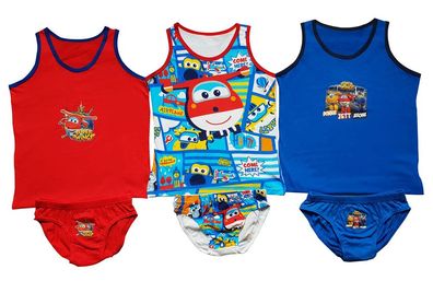 Super Wings Unterwäsche 6tlg. Set Jungen Hemd Slip Größe 122, 140, 152