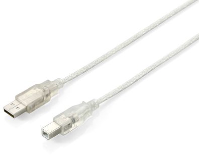 Equip 128653 Equip USB Kabel 2.0 A -> B St/St 1.00m transparent Polybeutel