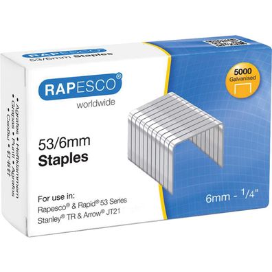 Rapesco 749 Rapesco Heftklammern 53/6, verzinkt, 5.000 Stück