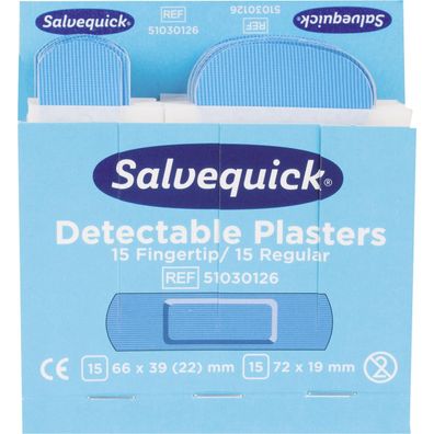 Salvequick® 51030126 Fingerkuppen-Pflaster Nachfüllpackung - 6x 30 Stück, blau