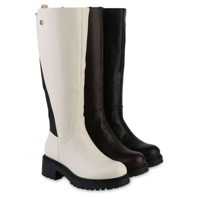 VAN HILL Damen Leicht Gefütterte Klassische Stiefel Profil-Sohle Schuhe 841441