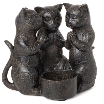 Moritz Dekofigur Katzen Teelichthalter 12,5 x 14 x 10 cm Katzen Deko Figur modern