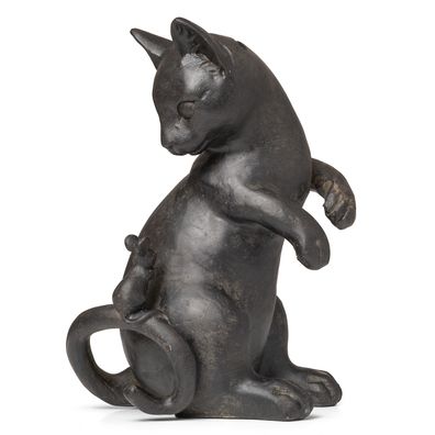 2 in 1 Moritz Spardose und Dekoration Figur Katze und Maus Schwarz 21 cm Höhe Kater