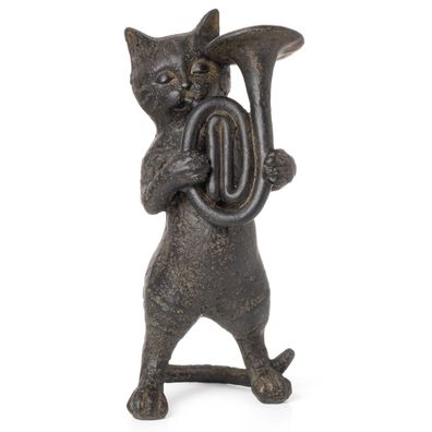 Moritz Dekofigur Katze mit Baritone Instrument 19 x 9 x 10 cm Katzen Deko Figur