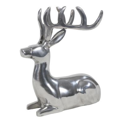 Moritz Figur liegender Hirsch aus Aluminium 18 x 13 x 23 cm Dekofigur Tierfigur Reh