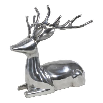 Moritz Figur liegender Hirsch aus Aluminium 30 x 18 x 30 cm Dekofigur Tierfigur Reh