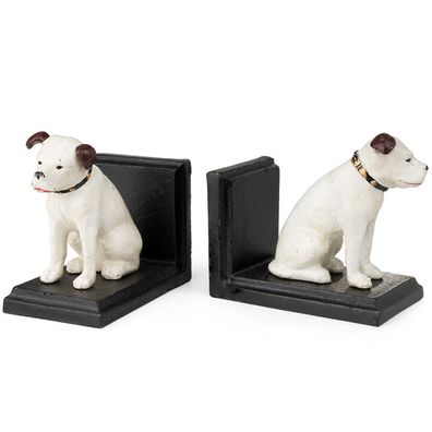 Moritz 2er Set Buchstützen Hund Terrier schwarz 14 x 7,5 x 12 cm Vintage dekorative