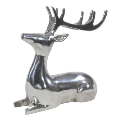 Moritz Figur liegender Hirsch aus Aluminium 25 x 10 x 25 cm Dekofigur Tierfigur Reh