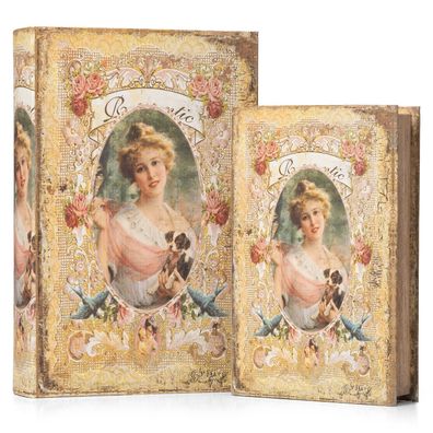Moritz 2er Set Buchtresor Buchattrappe Deko Dame im Spiegel Buch Safe Box Schatulle