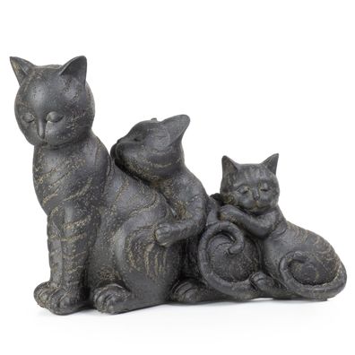 Moritz Deko-Figur Katzenfamilie kuscheln vertraut aus Polyresin in schwarz Dekoration