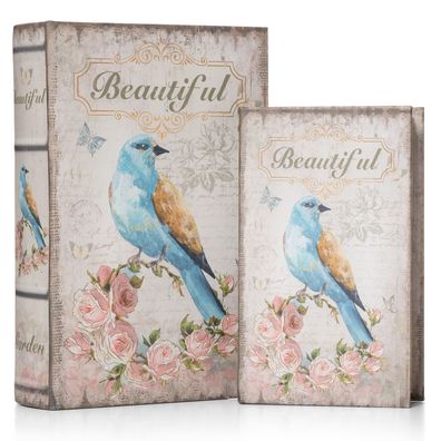 Moritz 2er Set Buchtresor Buchattrappe Deko Beautiful Bird Vogel Vögelchen Buch Safe