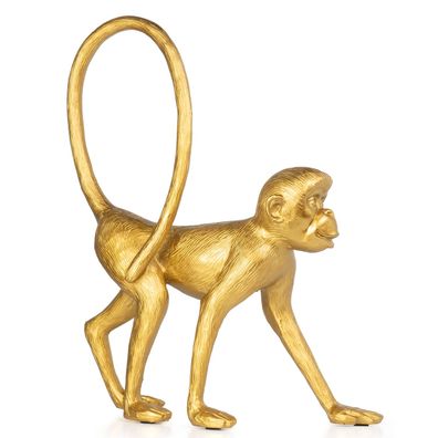 Moritz Deko-Figur Affe spaziert langer Schwanz aus Polyresin gold Dekorations Idee