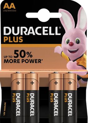 4x Duracell MN1500 AlMn Plus Power Mignon AA Batterie