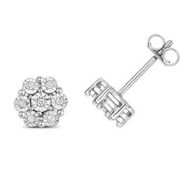 9 Karat (375) Weißgold Diamant Ohrstecker Brillant-Schliff 0.08 Karat H - PK2