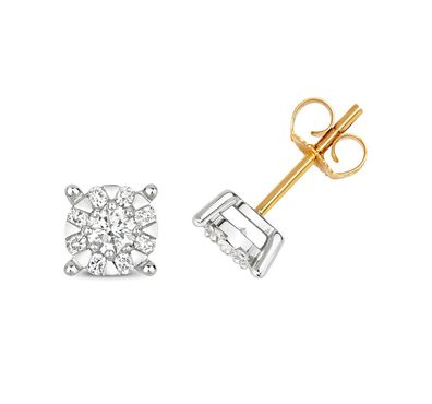 9 Karat (375) Gold Diamant Paar Ohrstecker Brillant-Schliff 0.60 Karat G - I1 I2