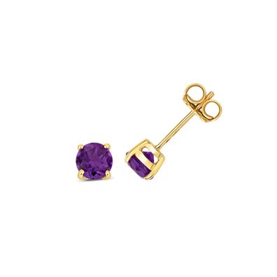 9 ct/Karat Gelb Gold Damen - Paar Ohrstecker mit Amethyst