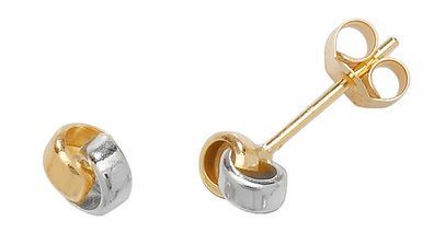 9 ct/Karat Weißgold/Gelb Gold Damen - Paar Ohrstecker
