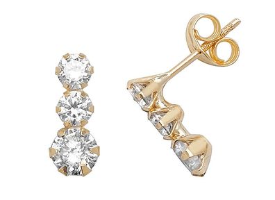 Chice 9 ct/Karat Gelb Gold Damen - Paar Ohrstecker mit Zirkonia