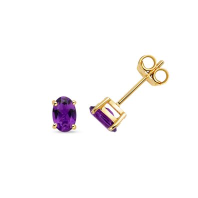 9 ct/Karat Gelb Gold Damen - Paar Ohrstecker mit Amethyst