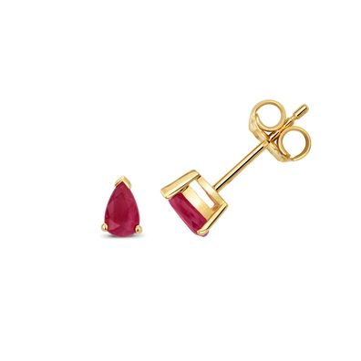 9 ct/Karat Gelb Gold Damen - Paar Ohrstecker mit Rubin