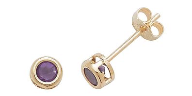 9 ct/Karat Gelb Gold Damen - Paar Ohrstecker mit Amethyst