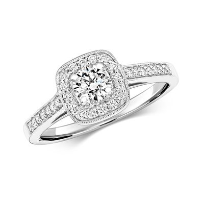 18 ct/Karat Weißgold Damen - Diamant Ring Brillant-Schliff 0.55 Karat GH - SI2