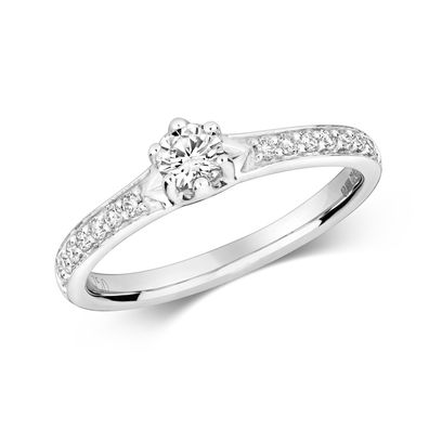 Wunderschöner 18 ct/Karat Weißgold Diamantring Brillant-Schliff 0.45 Karat GH - SI2