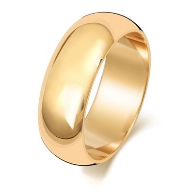 Schwerer 9 Karat (375) Gold 7mm D-Form Herren/Damen - Trauring/Ehering/Hochzeitsring