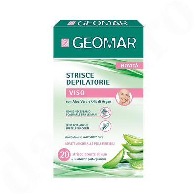 GEOMAR Wachsstreifen für Gesicht mit Aloe Vera und Arganöl 20 Stk