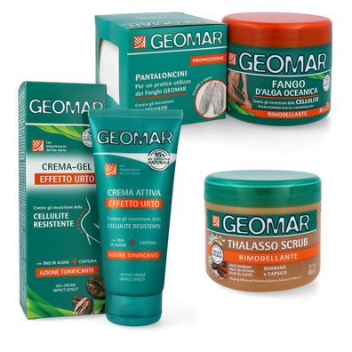 GEOMAR Cellulite Set für daheim Fango + Hose + Urto Creme + Body Scrub