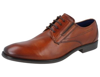 Bugatti Business Herren Schnürschuhe Halbschuhe cognac braun Glattleder